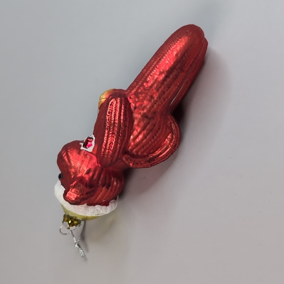 Red sock monkey glass holidays ornament - Picture 5 of 10